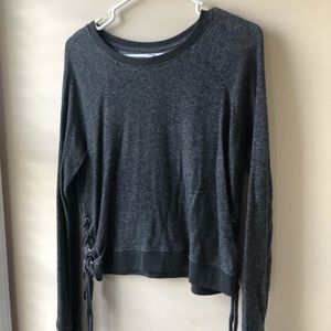 Dark grey shirt with lace side detail